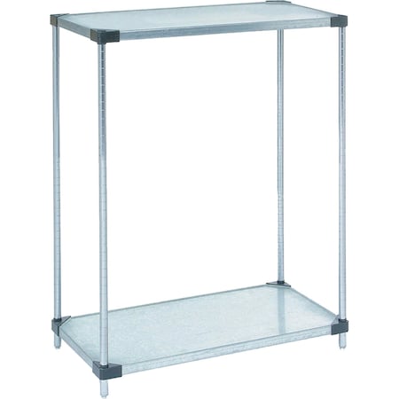 Nexel Galvanized Steel, 2 Tier, Solid Shelving Starter Unit, 24Wx24Dx34H 24243SZ2